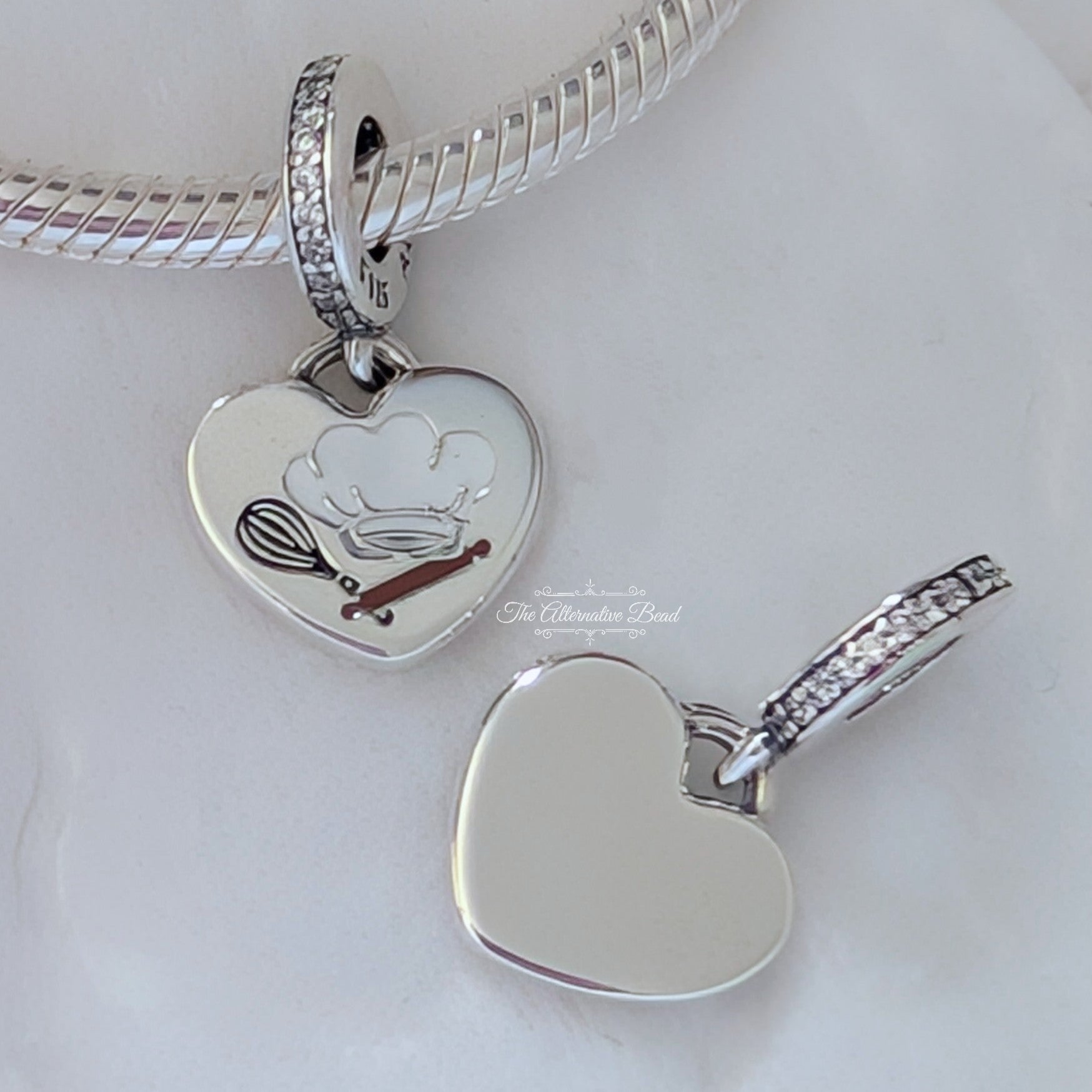 Pandora Baking Tools Heart Dangle Charm silver; black sterling-silver; enamel Dangle by The Alternative Bead. Your official Pandora Retailer from Germany