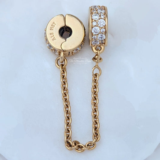 Pandora Clear Pave Safety Chain Clip silver; gold sterling-silver Safety Chain by The Alternative Bead. Your official Pandora Retailer from Germany