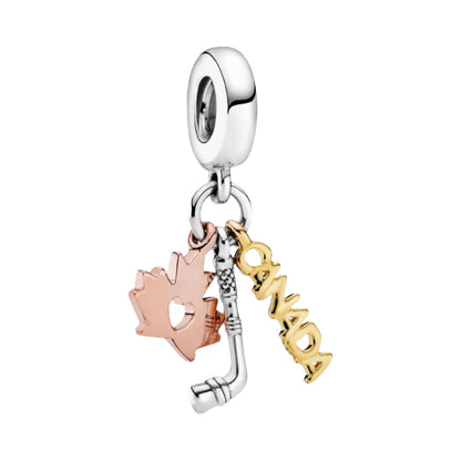 Pandora Canada, Maple Leaf & Hockey Stick Dangle Charm silver; rose-gold; gold sterling-silver; rose-gold-plated; gold-plated Dangle by The Alternative Bead. Your Jewelry Retailer from Germany