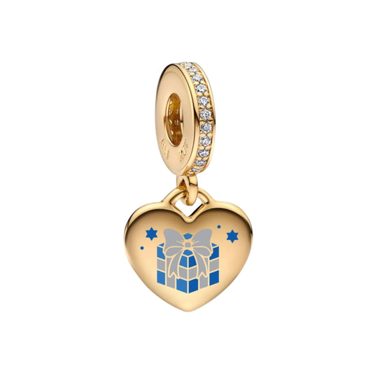 Pandora Hanukkah Gift Box Dangle Charm gold gold-plated; enamel Dangle by The Alternative Bead. Your Jewelry Retailer from Germany
