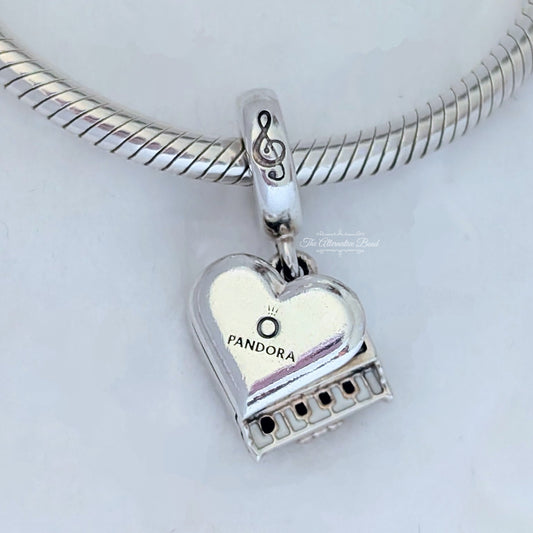 Pandora Grand Piano Heart Dangle Charm silver; black; white sterling-silver; enamel Dangle by The Alternative Bead. Your Jewelry Retailer from Germany