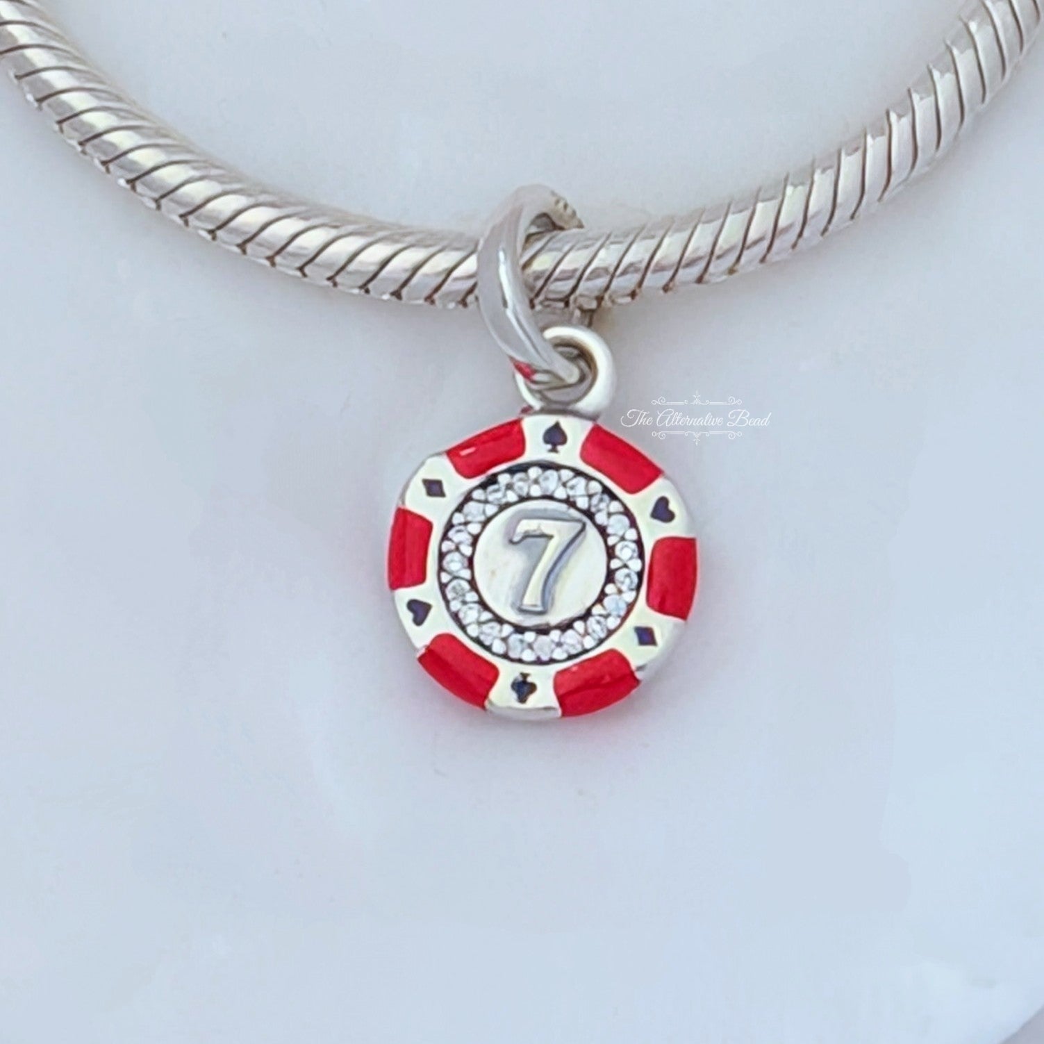 Pandora Lucky Chip Dangle Charm red; black sterling-silver; enamel Dangle by The Alternative Bead. Your Jewelry Retailer from Germany