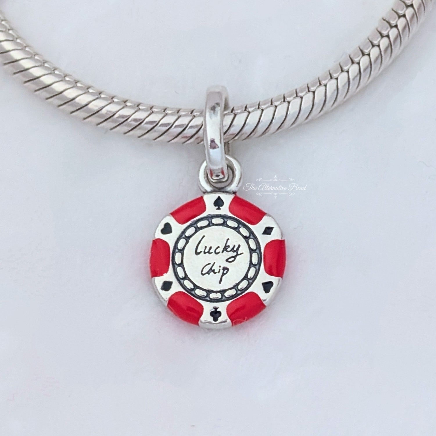 Pandora Lucky Chip Dangle Charm red; black sterling-silver; enamel Dangle by The Alternative Bead. Your Jewelry Retailer from Germany