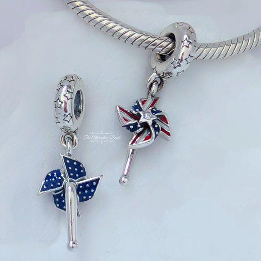 Pandora American Pinwheel Dangle silver; red; blue sterling-silver; enamel Dangle by The Alternative Bead. Your Jewelry Retailer from Germany