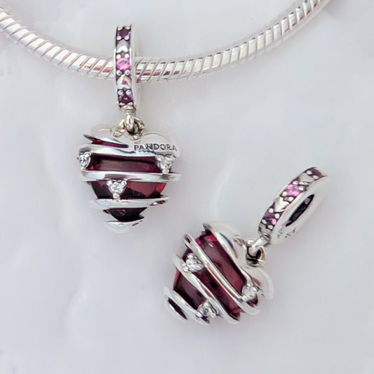Pandora Reveal Your Love Heart Spiral Dangle Charm silver; pink sterling-silver Dangle by The Alternative Bead. Your Jewelry Retailer from Germany
