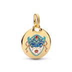 Pandora Venetian Mask Dangle Engravable Charm 14k Gold Plating gold and multicolor gold-plated and enamel Dangle by The Alternative Bead. Your Jewelry Retailer from Germany