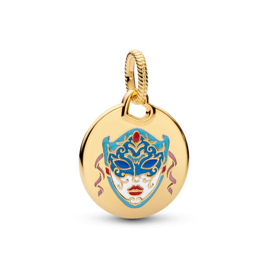 Pandora Venetian Mask Dangle Engravable Charm 14k Gold Plating gold; multicolor gold-plated; enamel Dangle by The Alternative Bead. Your Jewelry Retailer from Germany