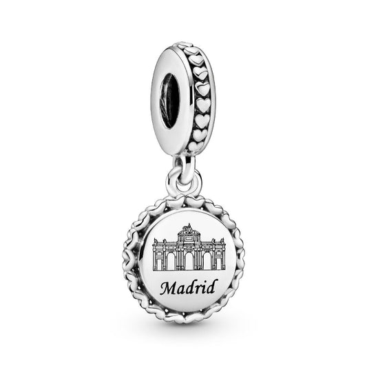 Pandora Puerta de Alcalá Madrid Engravable Dangle Charm silver sterling-silver and enamel Dangle by The Alternative Bead. Your Jewelry Retailer from Germany