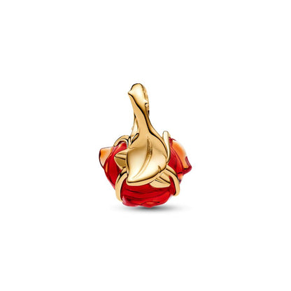 Disney x Pandora Disney Beauty and the Beast Enchanted Rose Dangle Charm red and gold gold-plated and glass Dangle by The Alternative Bead. Your Jewelry Retailer from Germany