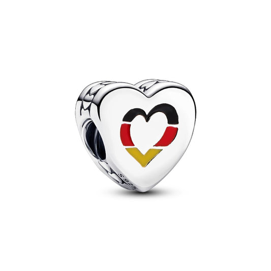 Pandora German Flag Heart Charm silver and black and red and yellow sterling-silver and enamel Bead by The Alternative Bead. Your Jewelry Retailer from Germany