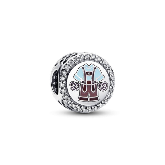 Pandora Lederhosen and Dirndl Dress Charm silver and blue and brown and pink sterling-silver and enamel Bead by The Alternative Bead. Your Jewelry Retailer from Germany