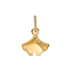 Gold pendant with 'Pandora' branding on a white background