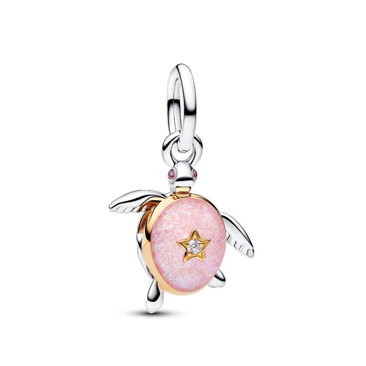 Pandora 2026 Synthetic Diamond and Pink Sea Turtle Pendant Charm silver; pink; gold sterling-silver; gold-plated; enamel Dangle by The Alternative Bead. Your Jewelry Retailer from Germany