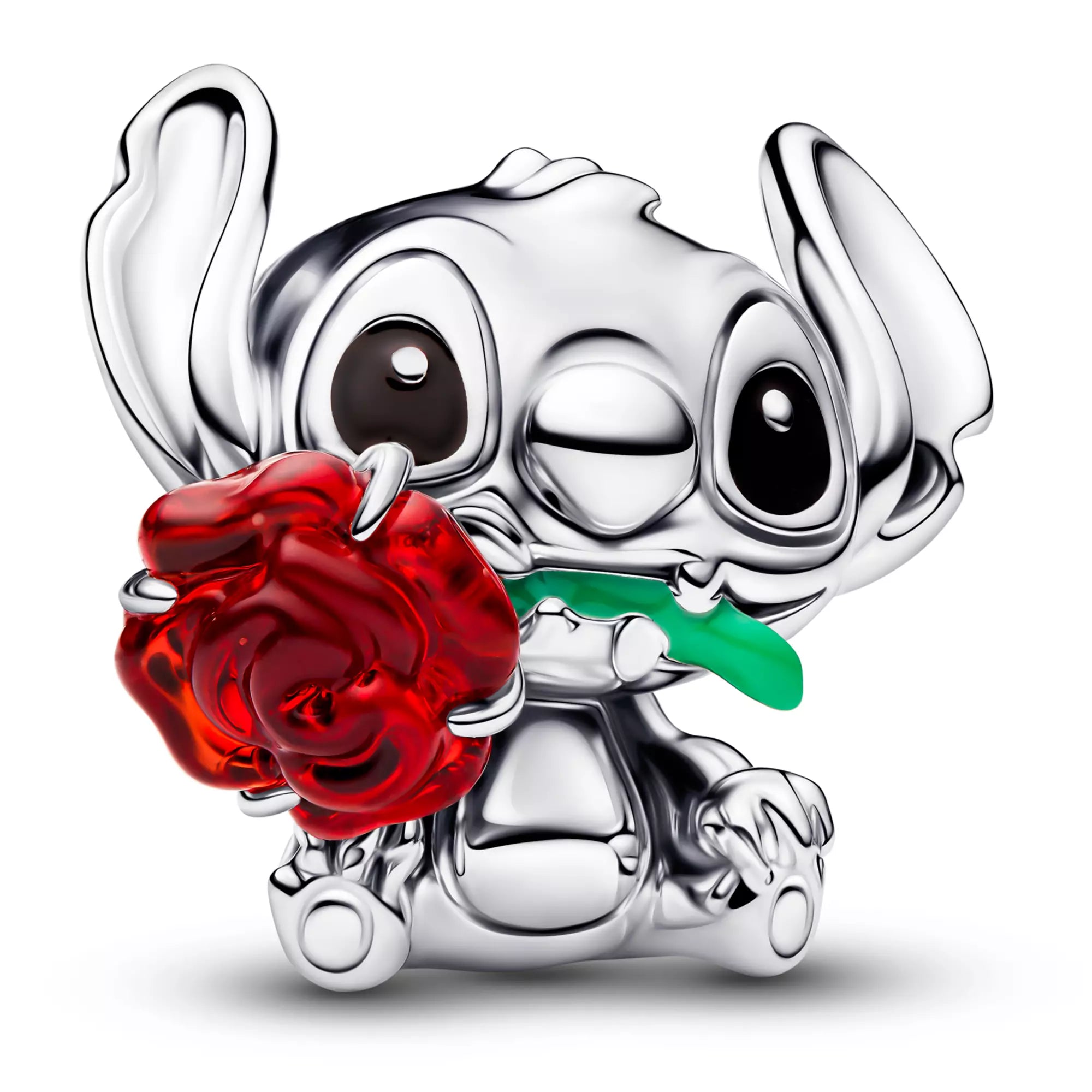 Disney x Pandora Disney Stitch Rose Murano Glass Charm silver; red; green sterling-silver; glass; enamel Bead by The Alternative Bead. Your Jewelry Retailer from Germany