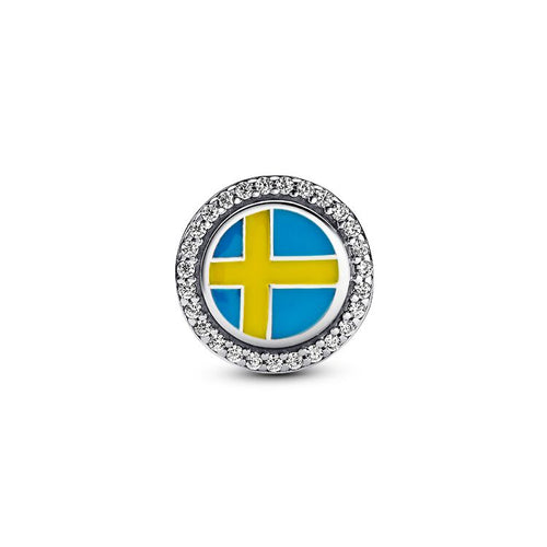 Pandora Swedish Moose & Flag Charm silver; blue; yellow sterling-silver; enamel Bead by The Alternative Bead. Your official Pandora Retailer from Germany