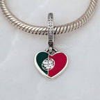 Pandora Portuguese Flag Engravable Dangle Charm silver; red; green sterling-silver; enamel Dangle by The Alternative Bead. Your official Pandora Retailer from Germany