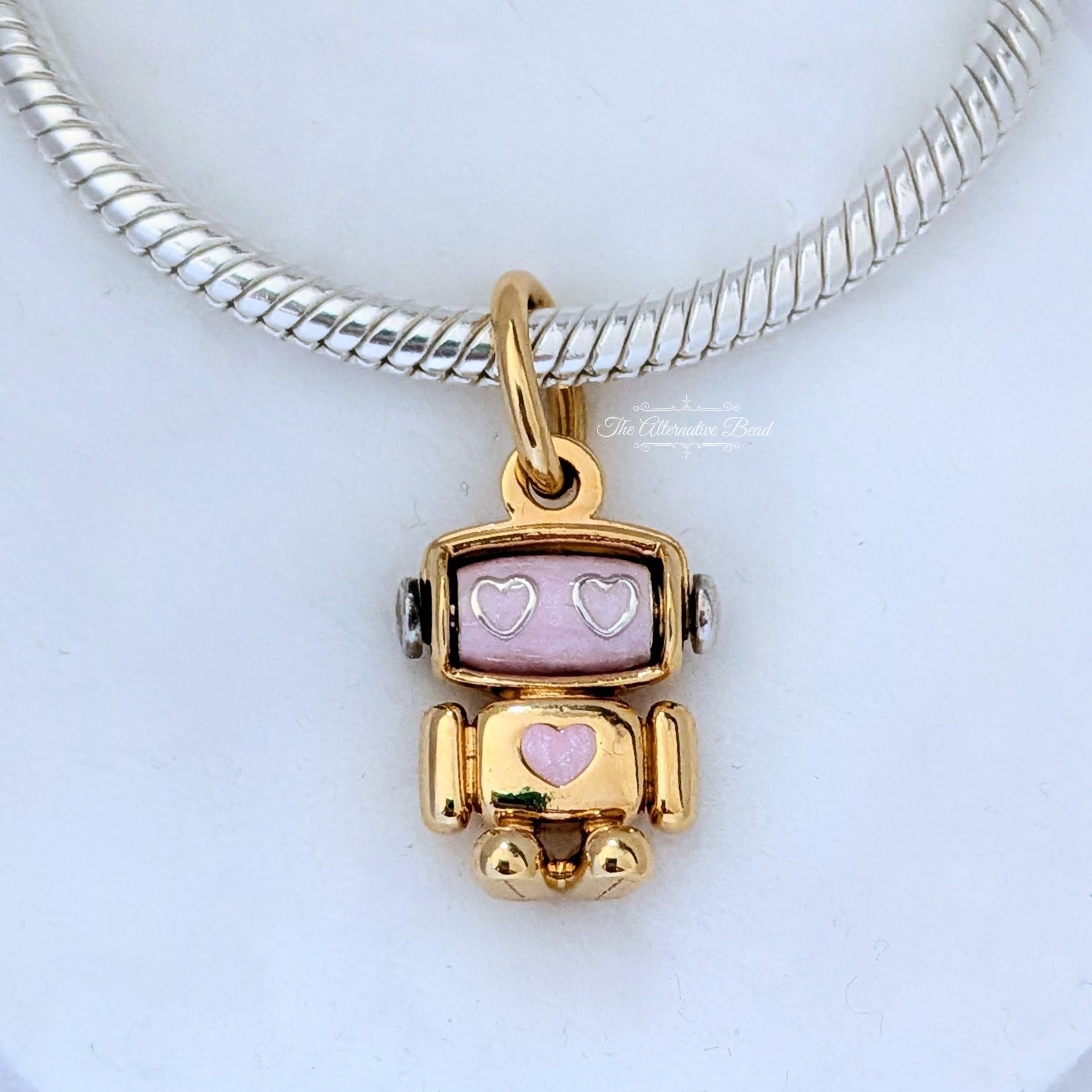 Pandora Spinnable Face Robot Dangle Charm gold; pink sterling-silver; gold Dangle by The Alternative Bead. Your official Pandora Retailer from Germany