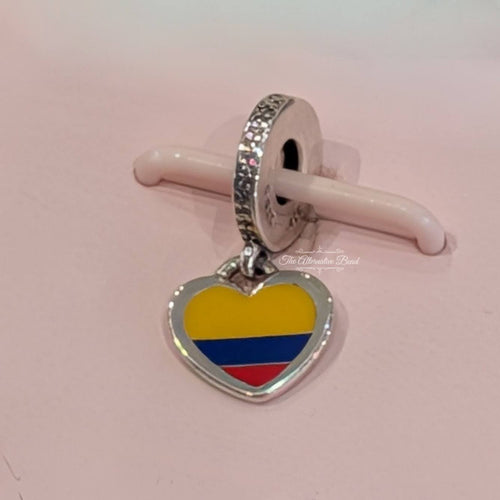 Pandora Colombian Flag Heart Dangle silver; blue; red; yellow sterling-silver; enamel Dangle by The Alternative Bead. Your Jewelry Retailer from Germany