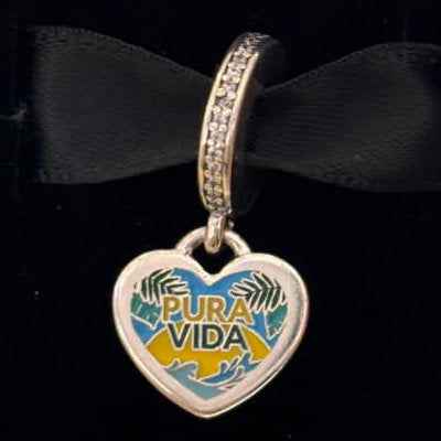Pandora Costa Rica Pura Vida Dangle silver; blue; green; yellow sterling-silver; enamel Dangle by The Alternative Bead. Your Jewelry Retailer from Germany