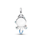 Salamander & Engravable Round Tag Double Dangle Charm