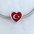 Pandora Flag of Turkey Heart Charm red; silver; white sterling-silver; enamel Dangle by The Alternative Bead. Your Jewelry Retailer from Germany