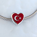 Pandora Flag of Turkey Heart Charm red; silver; white sterling-silver; enamel Dangle by The Alternative Bead. Your Jewelry Retailer from Germany