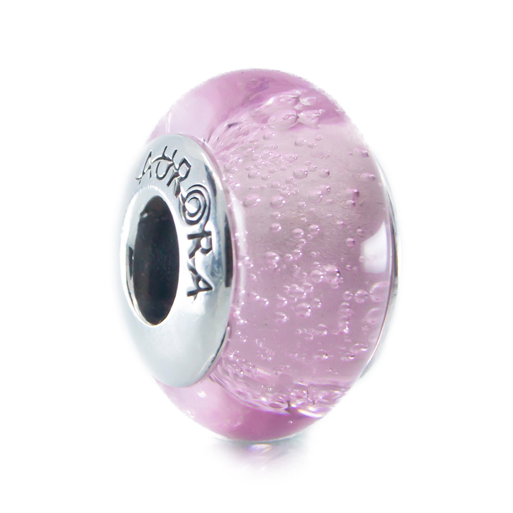 The Alternative Bead: Aurora Charm - Pink Rose Droplets Murano Glass Bead Sterling Silver Charm Picture 1