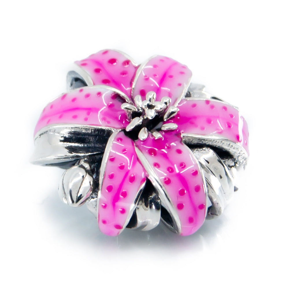 The Alternative Bead: Aurora Charm - Pink Oriental Lily Charm Sterling Silver Charm Picture 3