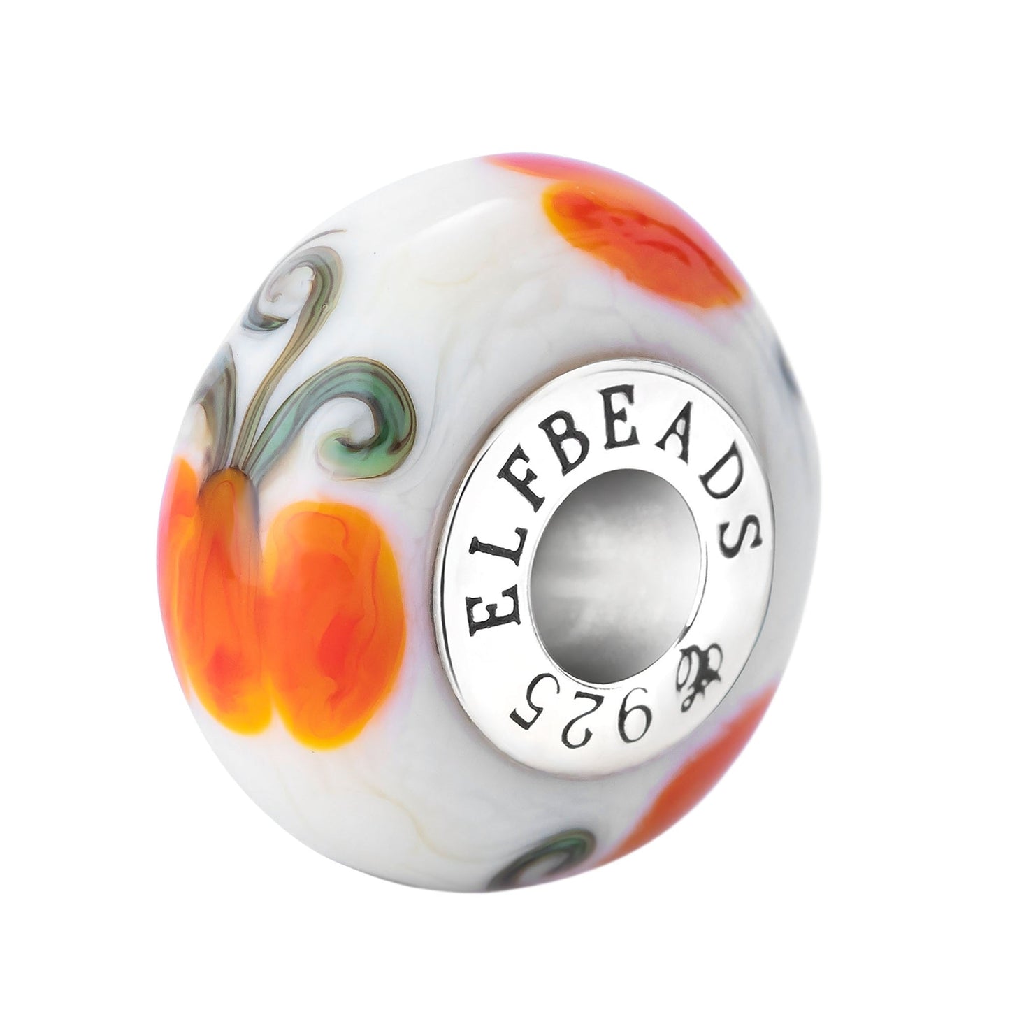 White; Silver Elfbeads Pumpkin Family Patch Charm by The Alternative Bead 