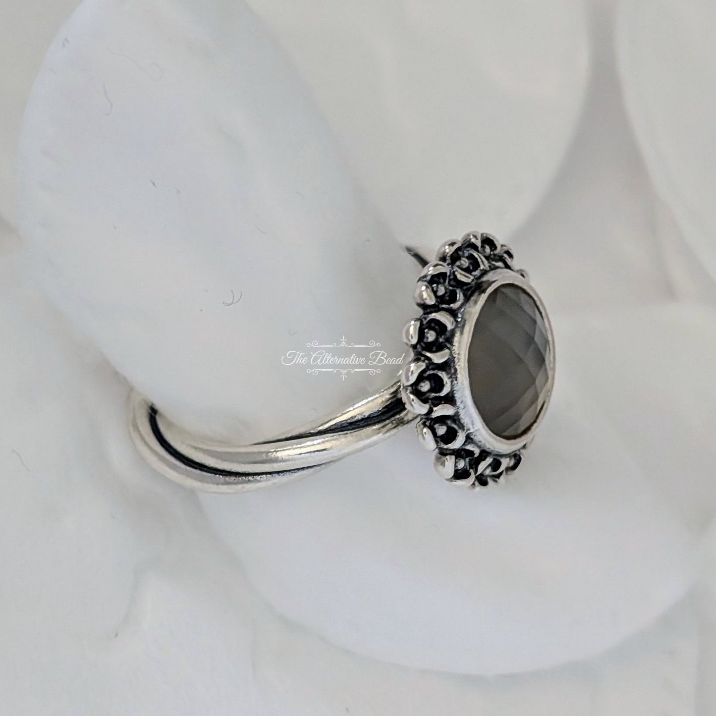 Grey Moonstone and Silver Ring