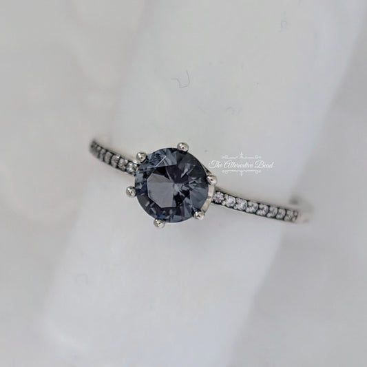 Blue Sparkling Crown Solitaire Ring