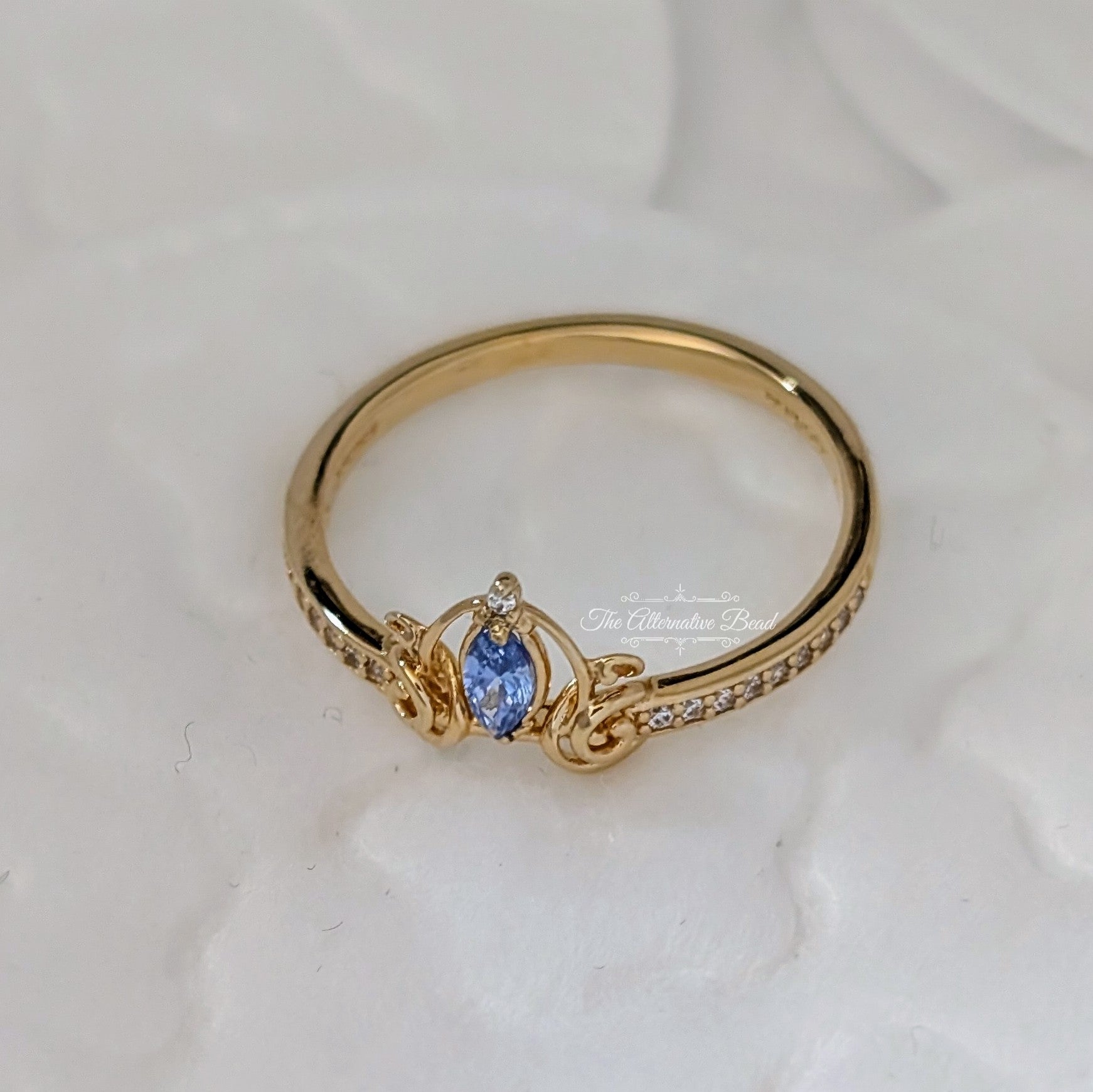 Disney x Pandora Cinderella's Carriage Ring (163059C01) gold and blue gold Ring by The Alternative Bead. Your Jewelry Retailer from Germany