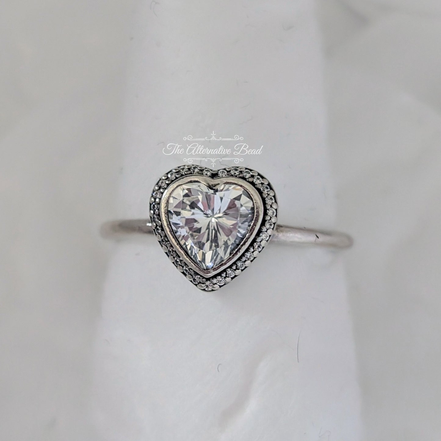 Sparkling Love Heart Halo Ring