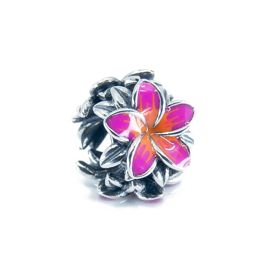 The Alternative Bead: Aurora Charm - Frangipani Orange Fuchsia Flower Charm Sterling Silver Charm Picture 1