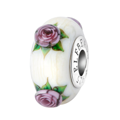 White; Silver Elfbeads Roses of Gratitude Charm by The Alternative Bead 