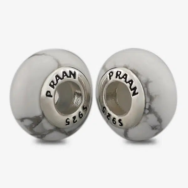 Praan Round Howlite Stopper Charms gray natural-stone Stopper by The Alternative Bead. Your official Praan Retailer from Germany