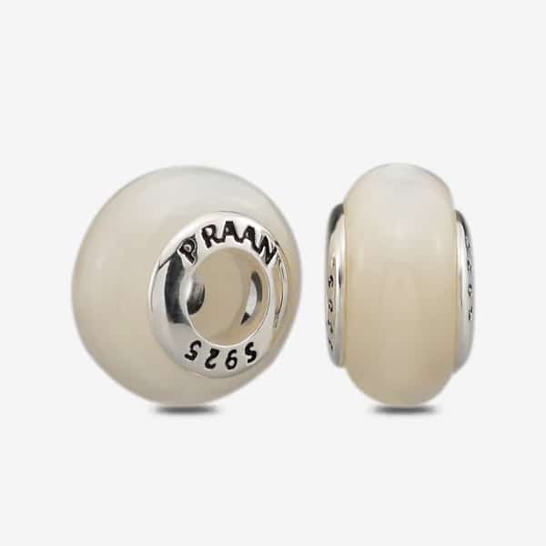 Praan Round Solid Mother-of-Pearl Stopper Charms white mother-of-pearl Stopper by The Alternative Bead. Your official Praan Retailer from Germany