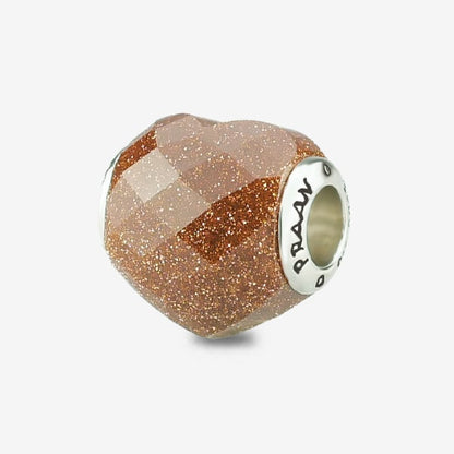 Shimmering Faceted Goldstone Heart Charm