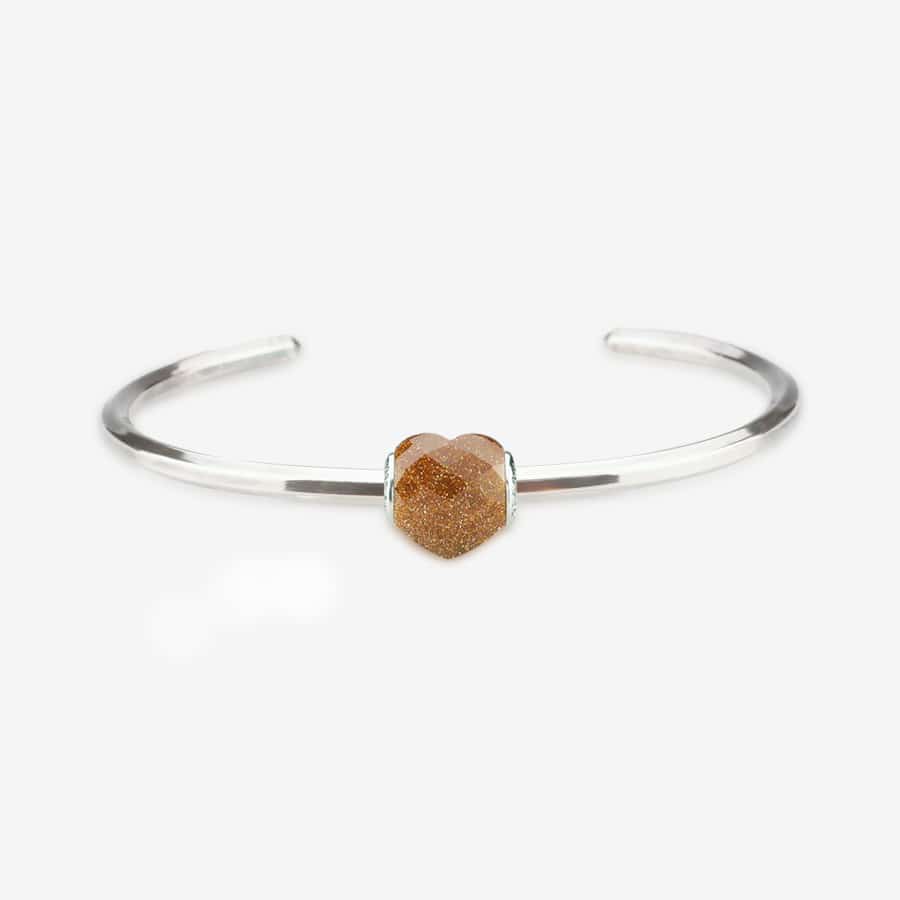 Shimmering Faceted Goldstone Heart Charm