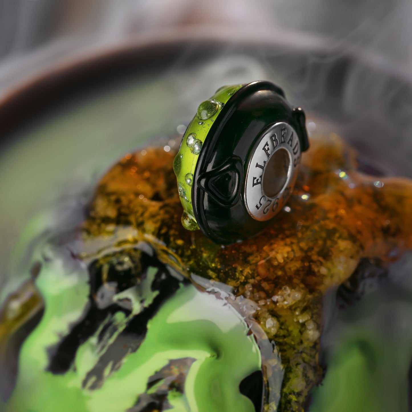 Green; Black; Silver Elfbeads Slime Potion Charm by The Alternative Bead 