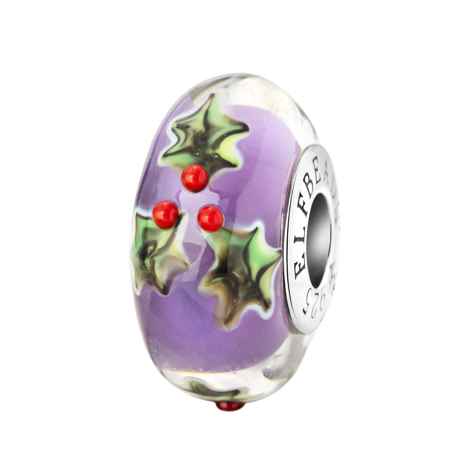 Silver; Purple Elfbeads Soft Levander Poinsettia Charm by The Alternative Bead 