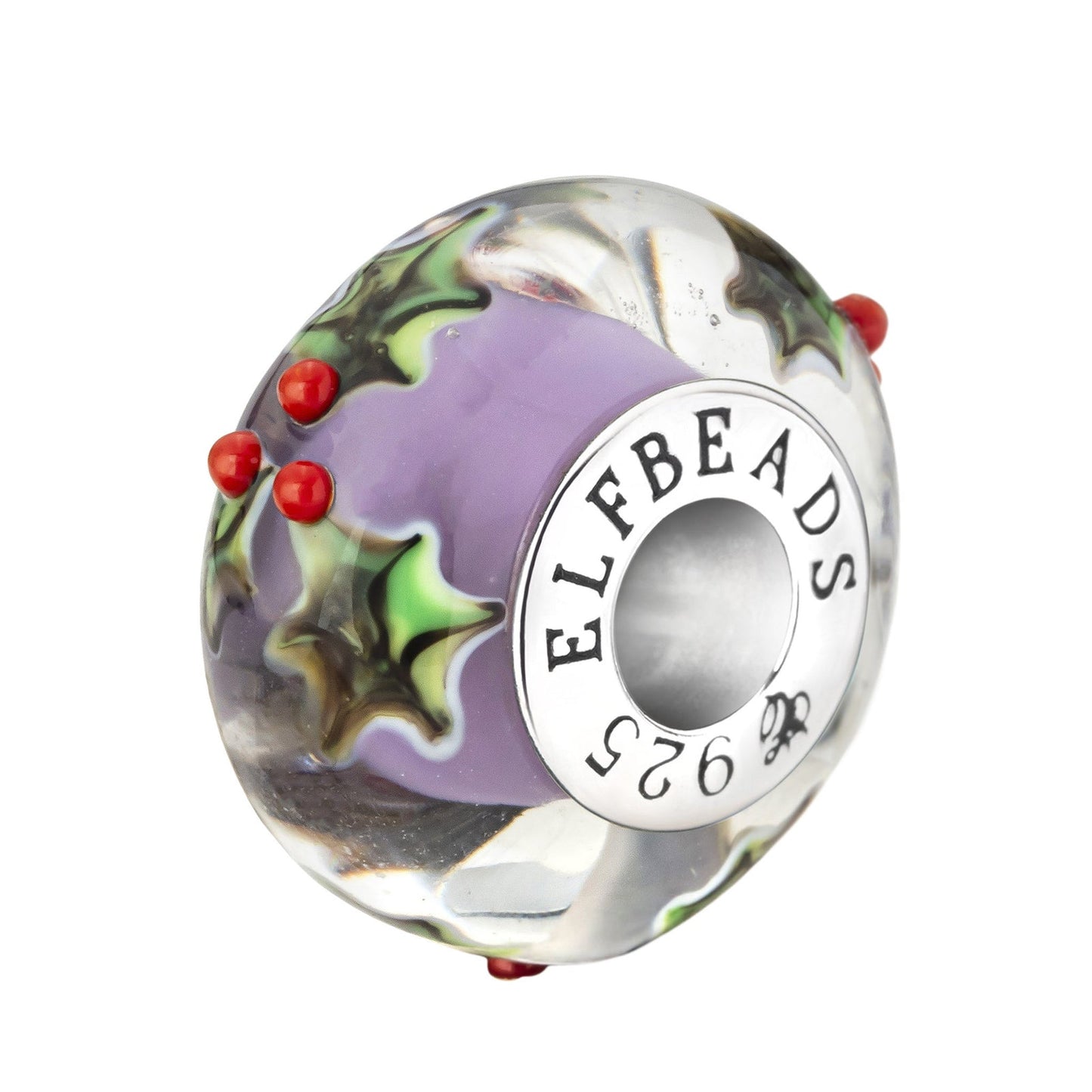 Silver; Purple Elfbeads Soft Levander Poinsettia Charm by The Alternative Bead 