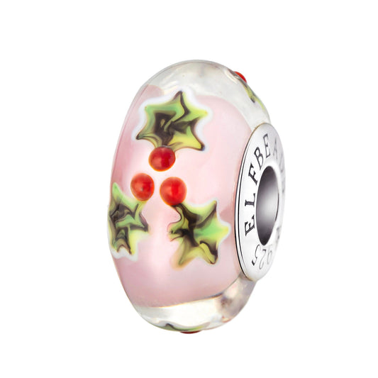 Silver; Pink Elfbeads Soft Rose Poinsettia Charm by The Alternative Bead 