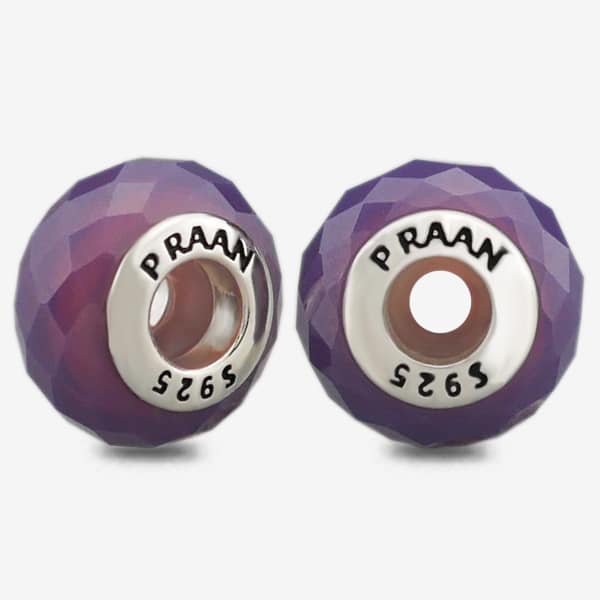 Praan Sparkling Grape Purple Stopper Charms purple glass Stopper by The Alternative Bead. Your official Praan Retailer from Germany