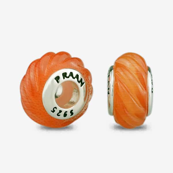 Praan Sun Orange Cat Eye Twisted Rope Stopper Charms orange natural-stone Stopper by The Alternative Bead. Your official Praan Retailer from Germany