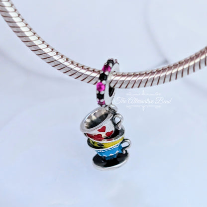 Stacked Tea Cups Charm Dangle