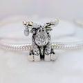 Bella Fascini Christmas Moose Charm white sparkle