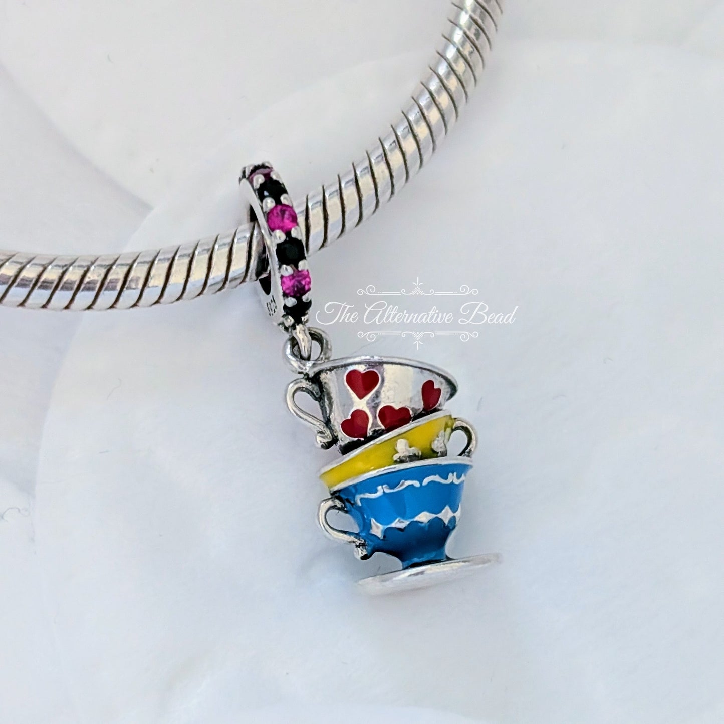 Stacked Tea Cups Charm Dangle