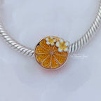 Beadscollection Orange & Flowers Charm silver; orange; yellow; white sterling-silver; enamel Bead by The Alternative Bead. Your Jewelry Retailer from Germany
