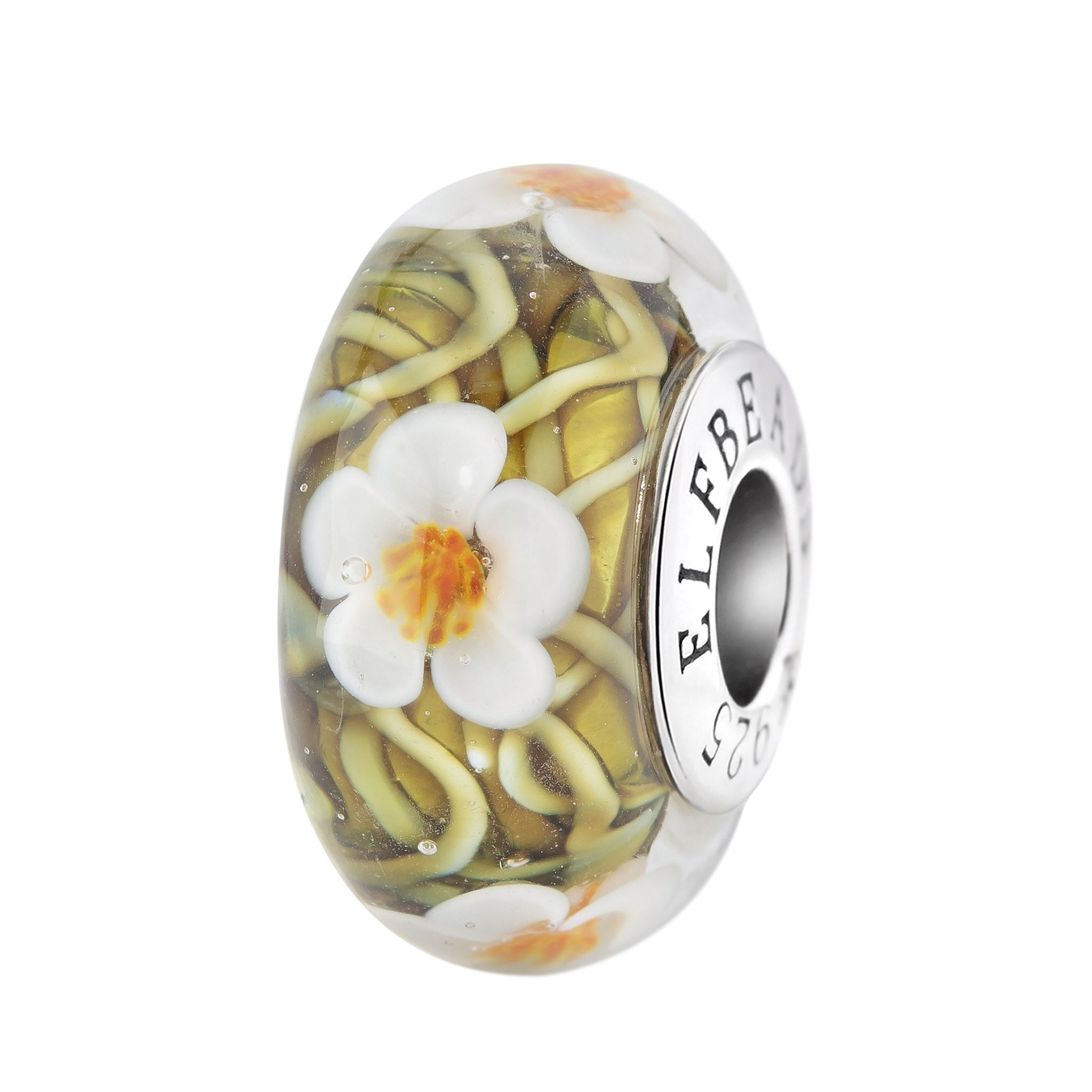 Elfbeads The Gift of Daisy white glass Bead by The Alternative Bead. Your official Elfbeads Retailer from Germany